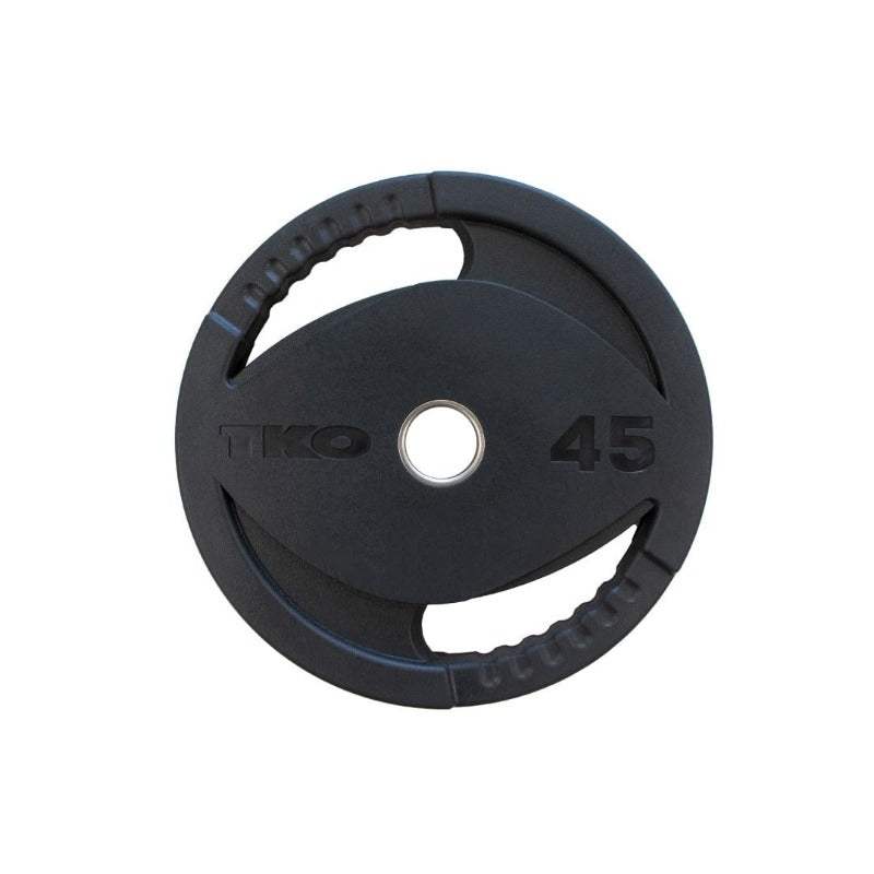 TKO 255Lb Olympic Rubber Plate set w/ Plate Tree, Retail Olympic Bar and Curl Bar | S6205-OR255+BARS 45lb