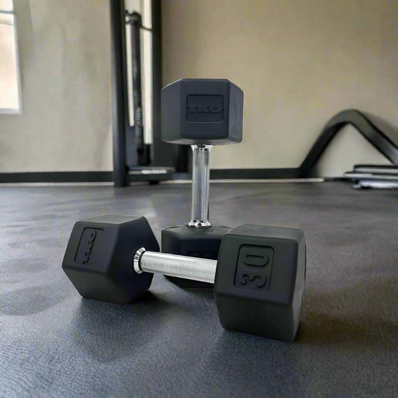 804SXR TKO Rubber Hex Dumbbell Set, Straight Handle