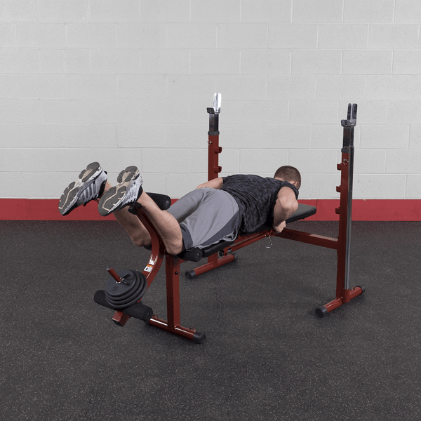 BFOB10   Body Solid Best Fitness Olympic Bench with Leg Developer  Sample Exercise