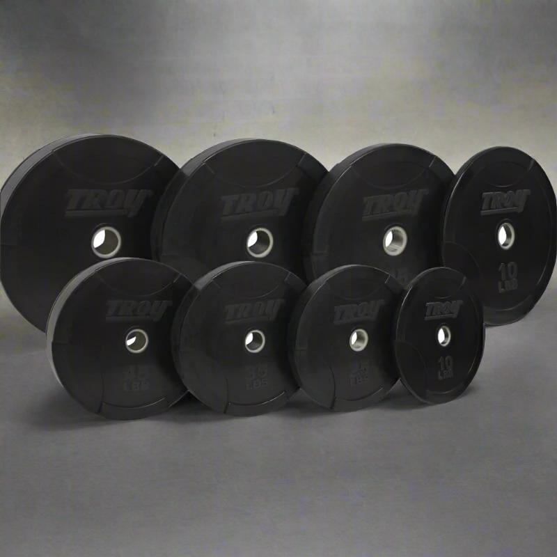 BO-SBP TROY Black Solid Bumper Plate with Steel Insert 230lb Set