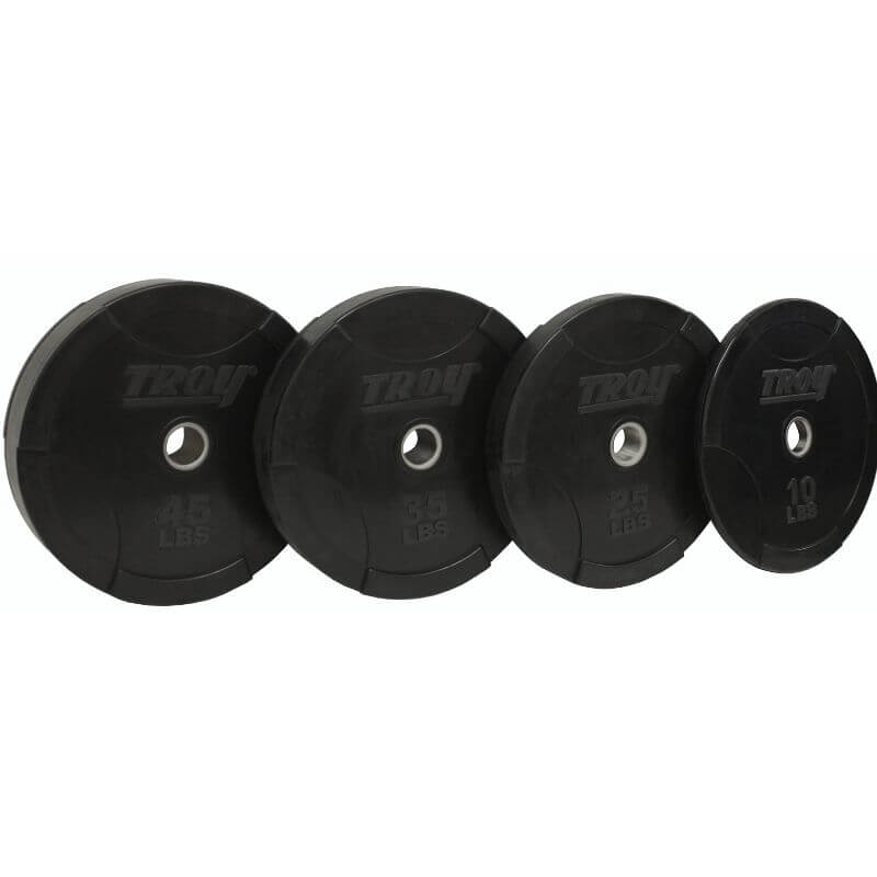 BO-SBP TROY Black Solid Interlocking Bumper Plate with Steel Insert 45lb,35lb 25lb and 10lb