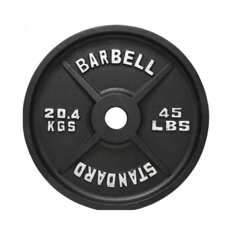 BO Troy Economy Black Cast Iron Olympic Plate 45 lb