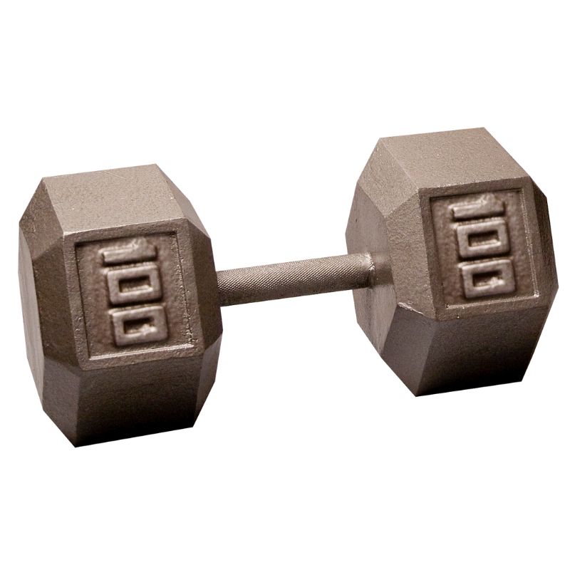 Body-Solid 100 lb Cast Iron Hex Dumbbells