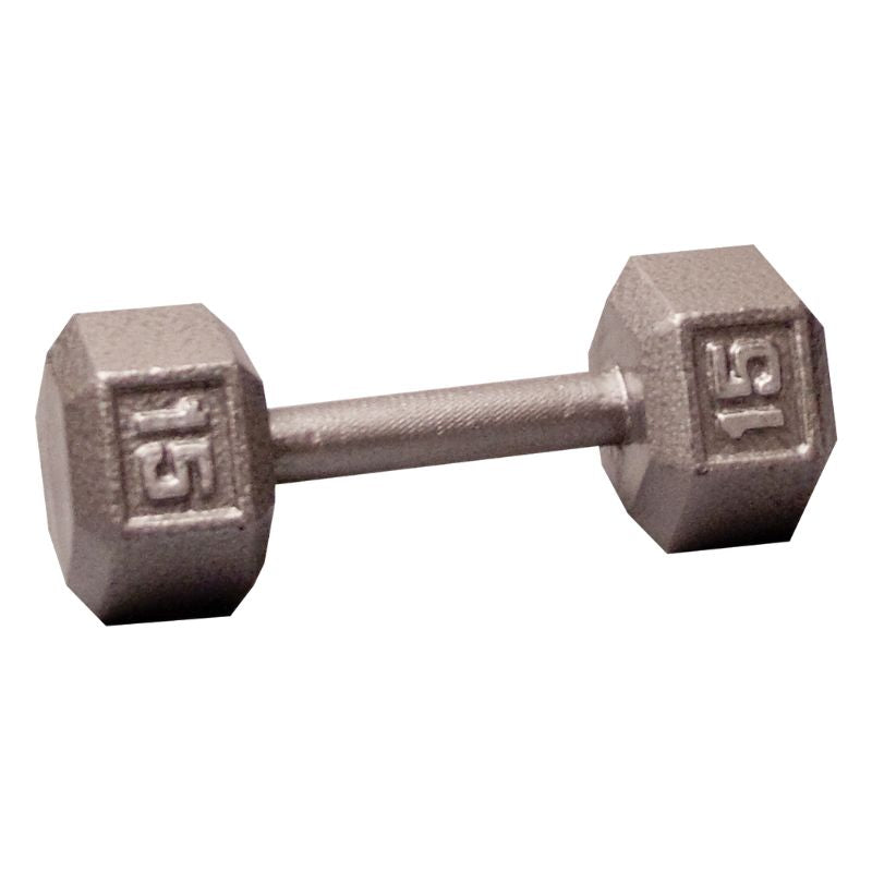 Body-Solid 15 lb Cast Iron Hex Dumbbells