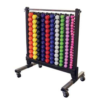 Body-Solid Commercial Neoprene Dumbbell Package Set main Display inside Gym