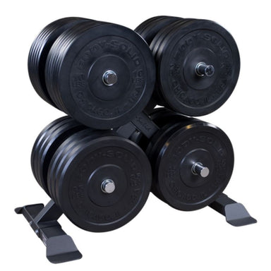 Body-Solid GWT66 X Olympic Weight Tree with Body-Solid Chicago Extreme Bumper Plates - Black