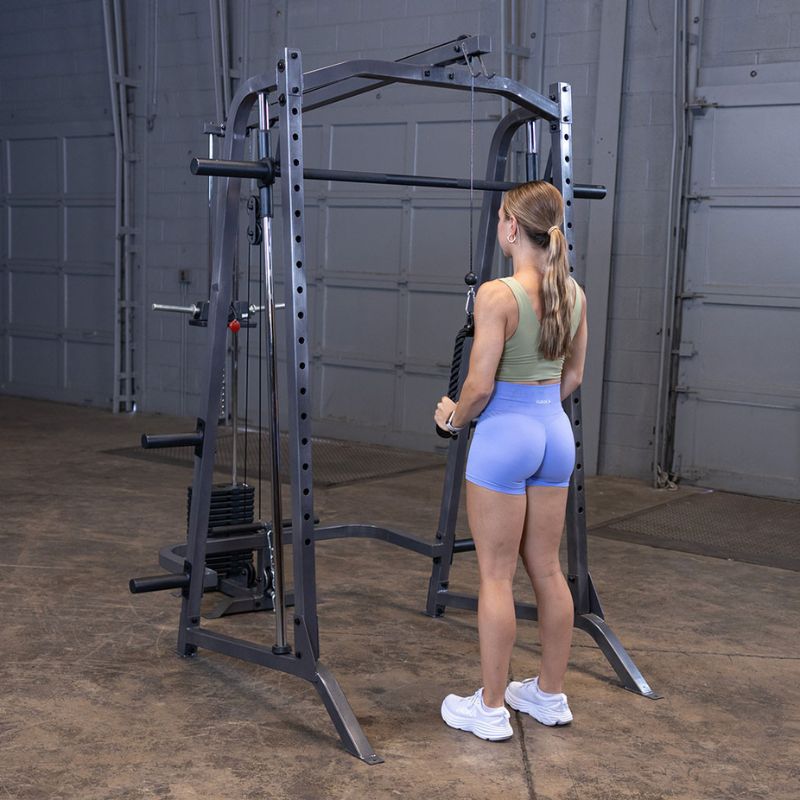 Body-Solid Powerline Smith Machine Package - PSM200P4 Tricep Pulldown female