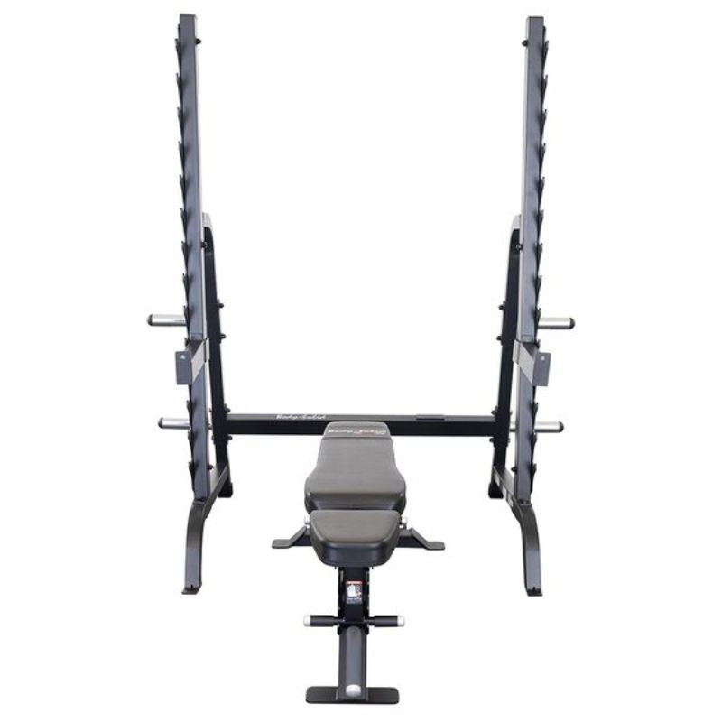 Body-Solid Pro Club Bench Rack Combo - SDIB370 Front View and Flat Bench