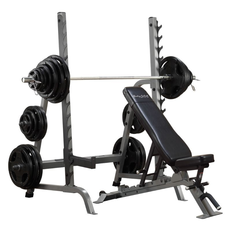 Body-Solid Pro Club Bench Rack Combo - SDIB370 with Olympic Rubber Grip Plates Set