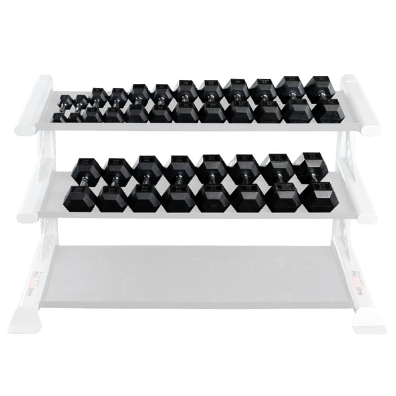 Body-Solid Rubber Coated Hex Dumbbell Sets - Rubber Hex Dumbbell Set with 3 Tier Dumbbell Rack