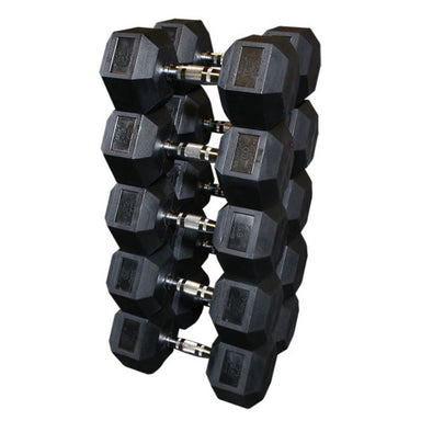 Body-Solid Rubber Coated Hex Dumbbell Sets 55 to 75 lb Rubber Hex Dumbbells