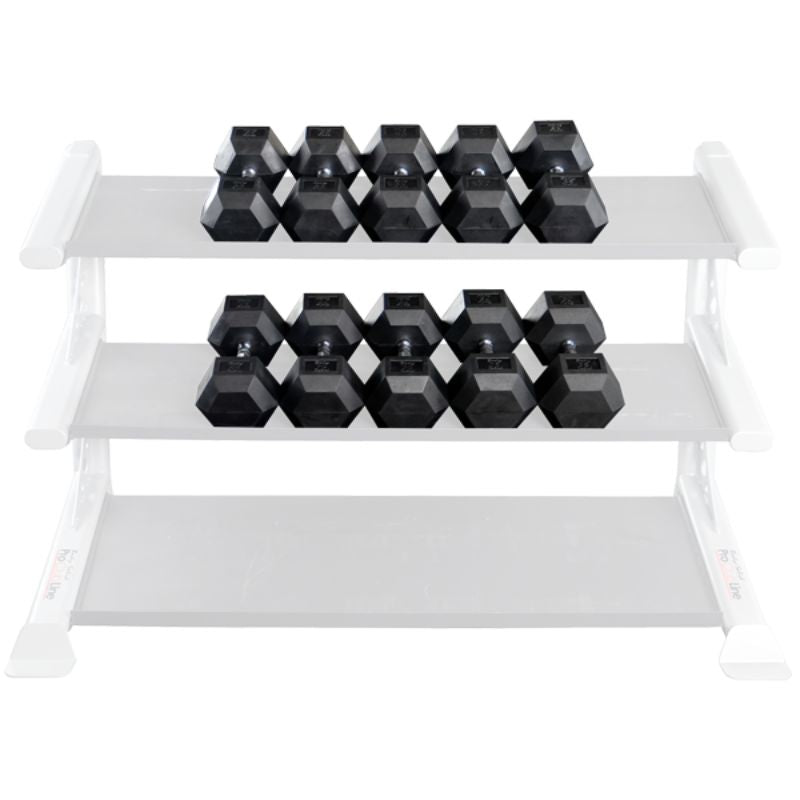 Body-Solid Rubber Coated Hex Dumbbell Sets with 3 Tier Dumbbell Rack