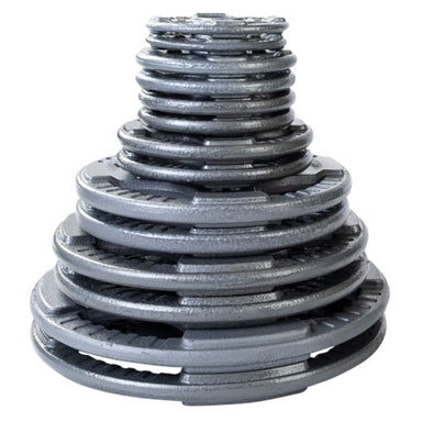 Body-Solid Cast Iron Grip Olympic Plates Set Stacked