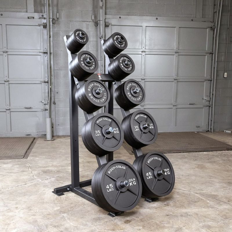 Body-Solid Cast Iron Olympic Weight Barbell Sets with Rack