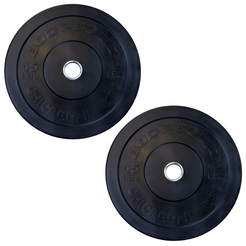 Body-Solid Chicago Extreme Color Bumper Plates 15 lb Bumper Plates Pair