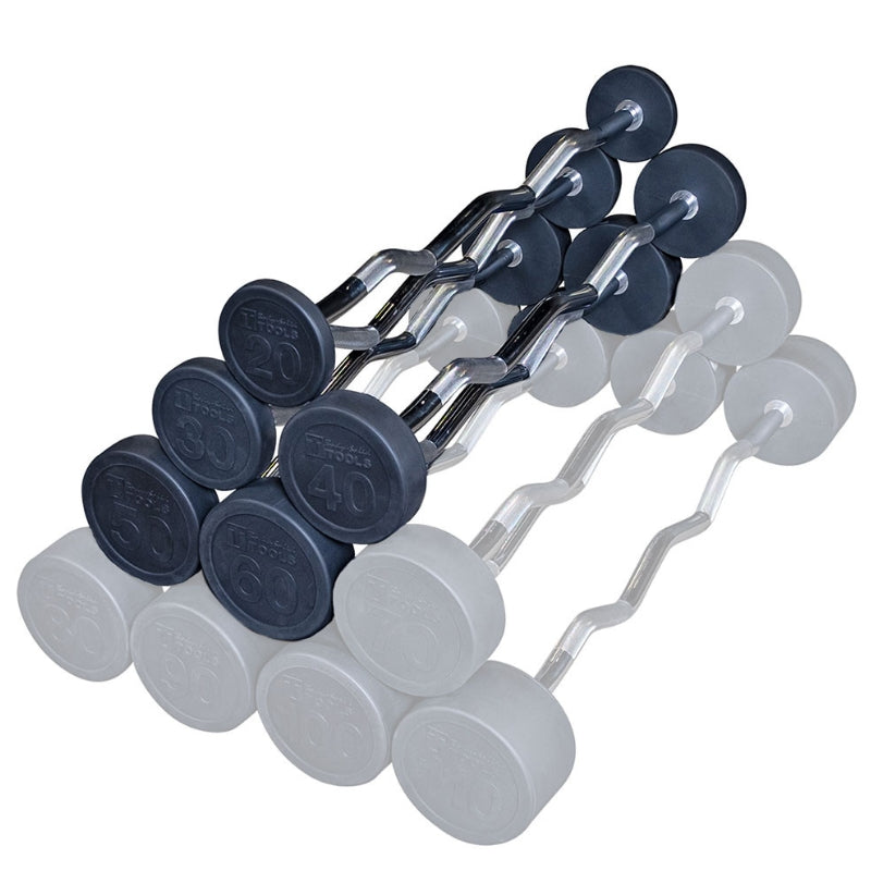 Body-Solid Fixed Weight Curl Barbells Sets - SBZS 20 to 60 lb of Curl Barbell