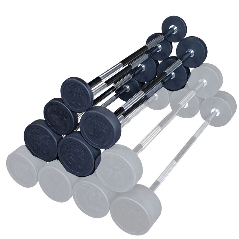 Body-Solid Fixed Weight Straight Barbell Sets - SBBS Fixed Weight Barbell Set of 5 20 lb to 60 lb fixed barbell