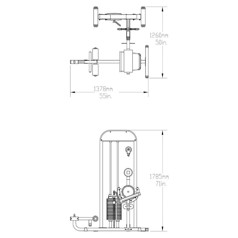Body-Solid PRO-Select Ab & Back Machine - GCAB-STK Schematics (Dimensions)