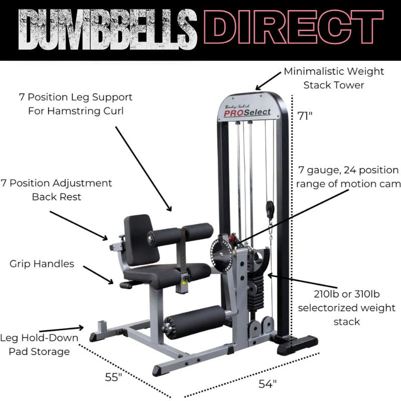 Body-Solid PRO-Select Leg Extension Leg Curl Machine - GCEC-STK Features