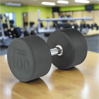 Body-Solid Premium Round Rubber Dumbbells 100 lb Round Rubber Dumbbell inside Gym