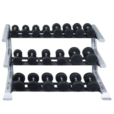 Body-Solid ProClub 3 Tier Saddle Dumbbell Rack - SDKR1000SD with Round Rubber Dumbbell