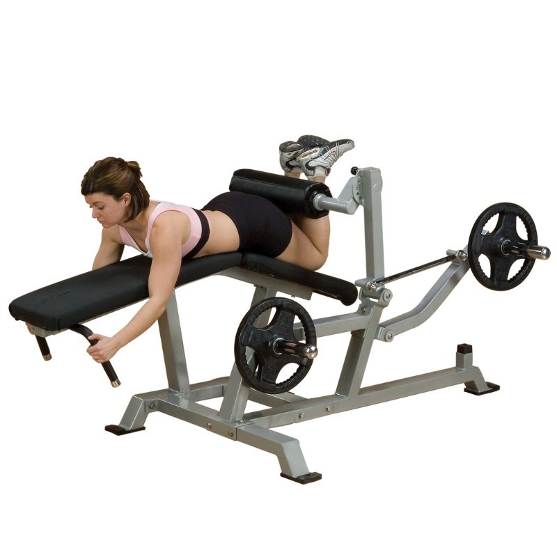 Body-Solid Pro ClubLine Leverage Leg Curl - LVLC Side view with Rubber Grip Plates