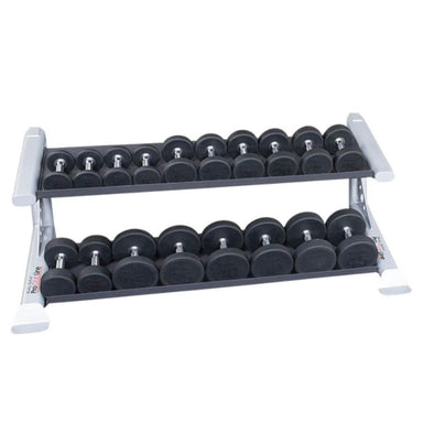Body-Solid Pro Clubline 2 Tier Dumbbell Rack - SDKR500DB with Round Rubber Dumbbells