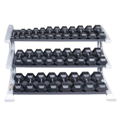 Body-Solid Pro Clubline 3-Tier Dumbbell Rack SDKR1000DB With Dumbbells Set