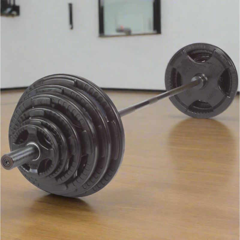 Body-Solid Rubber Grip Olympic Sets Main Display inside Gym