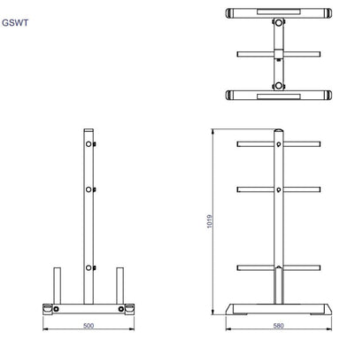 Body-Solid Standard Plate Tree & Bar Holder GSWT Schematics