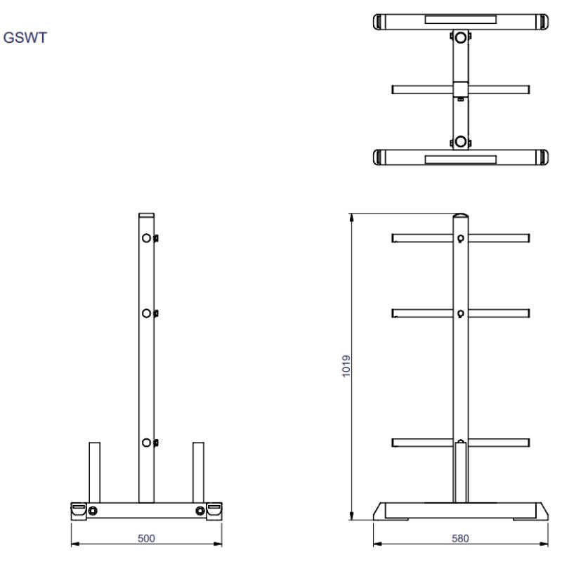 Body-Solid Standard Plate Tree & Bar Holder GSWT Schematics