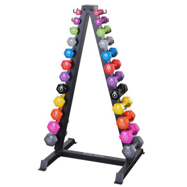 Body-Solid Vinyl Dumbbell Rack Package with 1 to 15 lb Vinyl Dumbbells