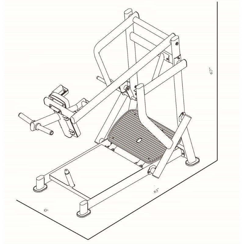 BodyKore Pendulum Squat - CF8137 Dimensions