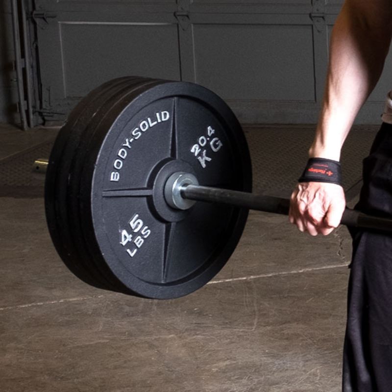 Body Solid Cast Iron Olympic Plates In a Deadlift Position