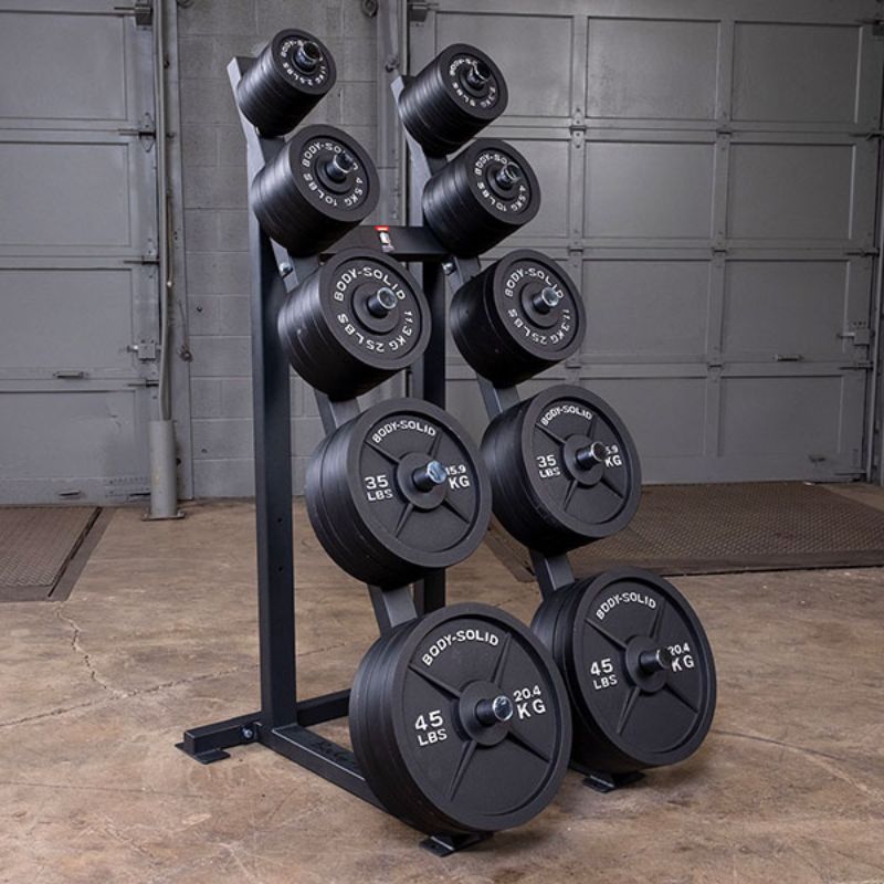 Body Solid Cast Iron Olympic Plates With Rack