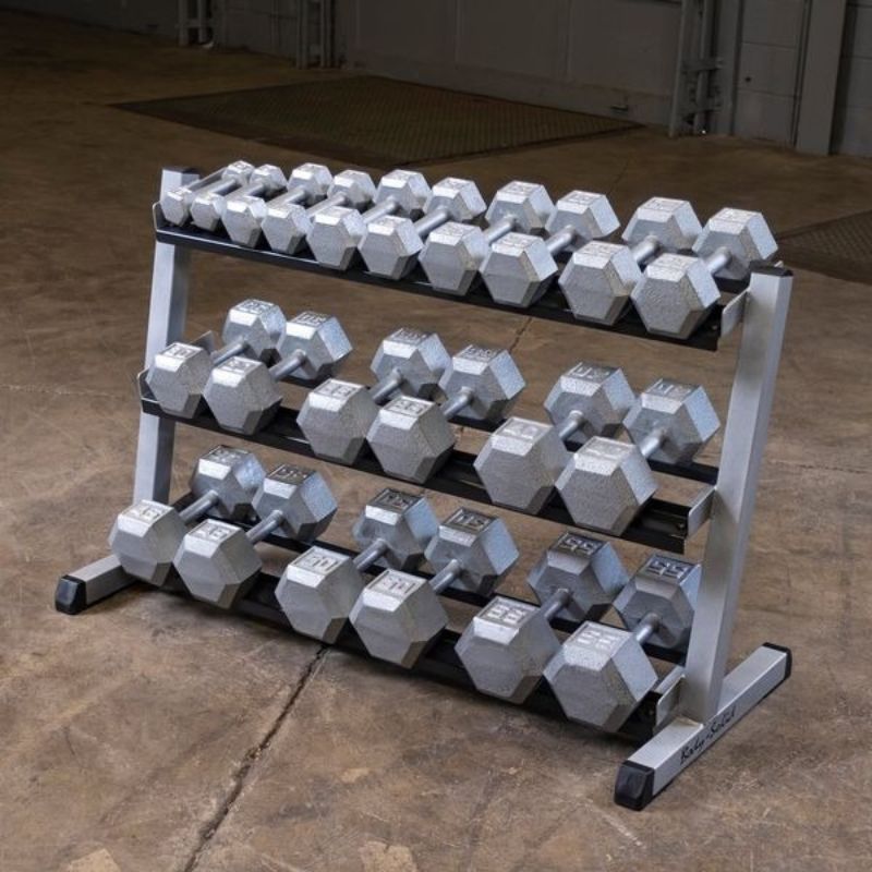 Body Solid GDR48B Black 3 Tier Horizontal 48" Dumbell Rack Sample