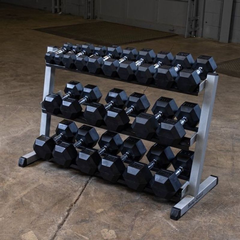 Body Solid GDR48B Black 3 Tier Horizontal 48" Dumbell Rack Sample