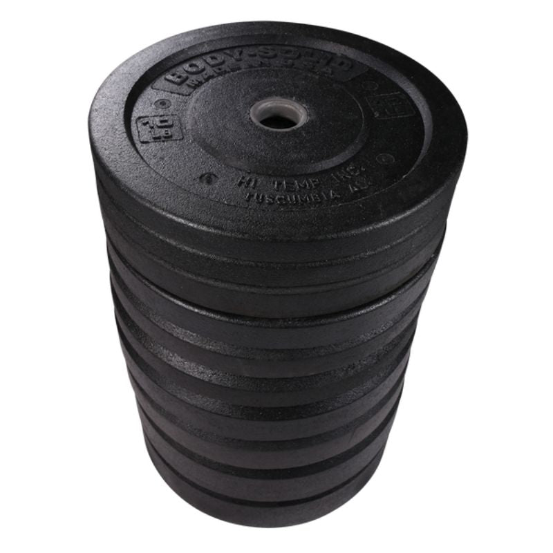 Body Solid OBPH Premium Bumper Plates 260 lb bumper plate stacked