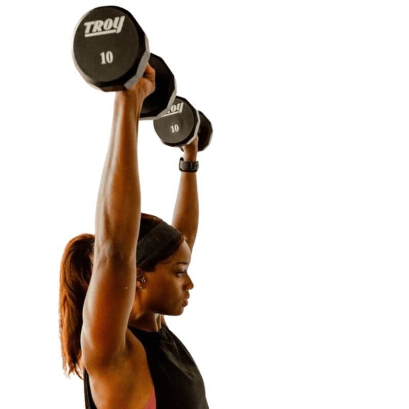 COMMPAC-TSDU100 TROY12- Sided 5-100lb Urethane Dumbbell Set with Racks 10 lb
