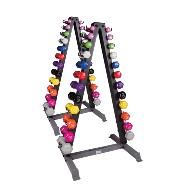 GDR24-VPACK Body Solid  12 Pair 1-15lbs Vinyl Dumbbells with Rack Includes GDR24