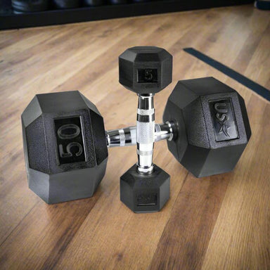 HD-R  USA by Troy Rubber Hex Dumbbell 50 lb and 5 lb