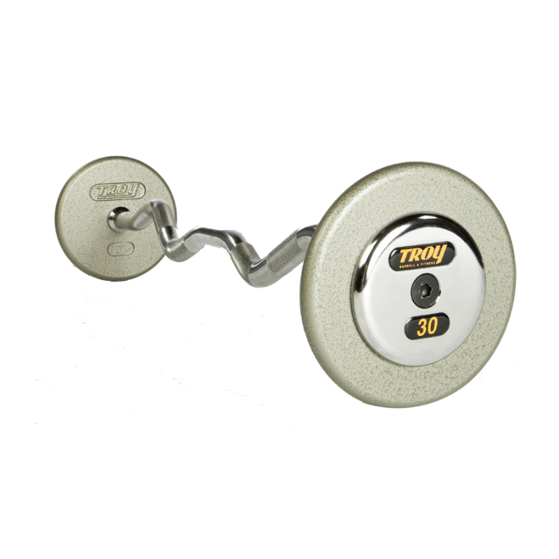 HZB-CTROY Pro Style Curl Barbell-Hammer-tone Gray Chrome End Caps