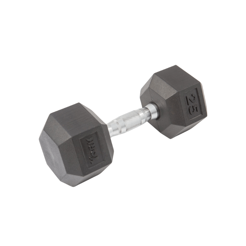 York Rubber Hex Dumbbell w/ Chrome Ergo Handle