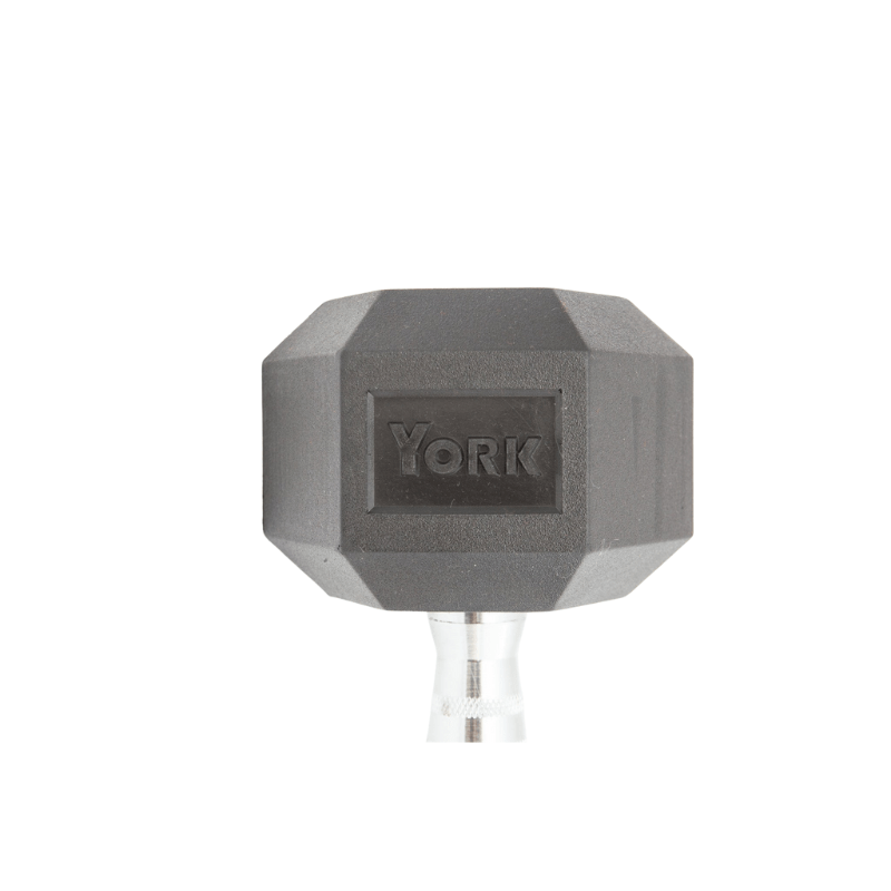 York Rubber Hex Dumbbell w/ Chrome Ergo Handle