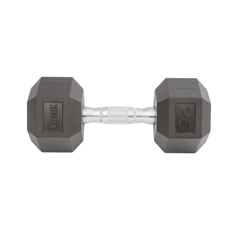 York Rubber Hex Dumbbell w/ Chrome Ergo Handle