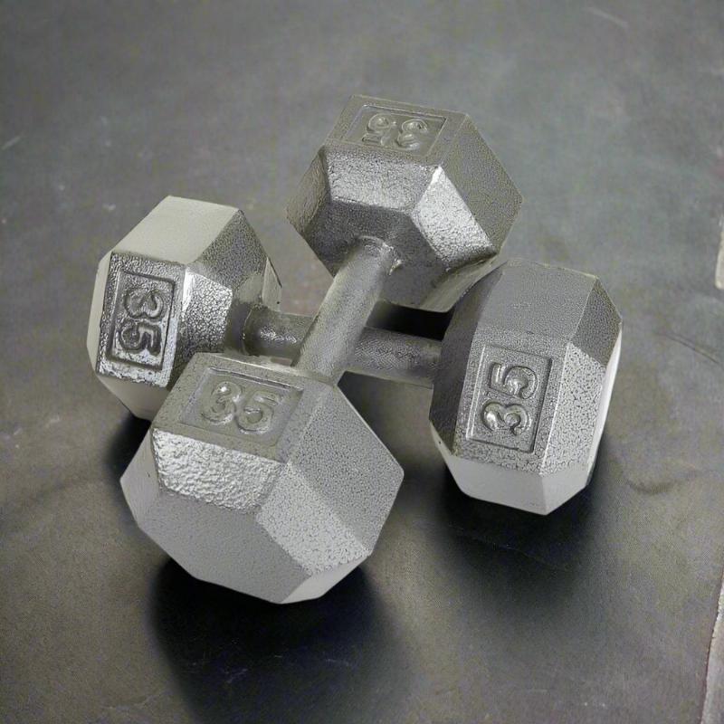 IHD USA by Troy Solid Iron Gray Cast Hex Dumbbell 35lb Pair