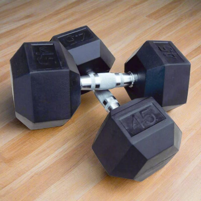 Intek Rubber Hex Dumbbell in 45 lbs Pair