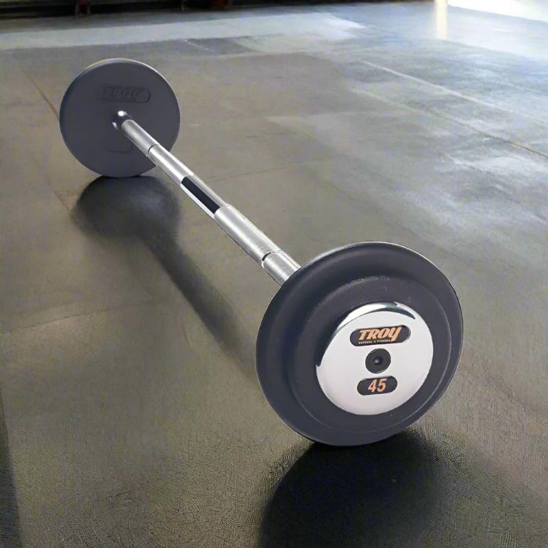 PFB-C TROY Pro Style Straight Barbell Black Plates Chrome End Caps 45 lb