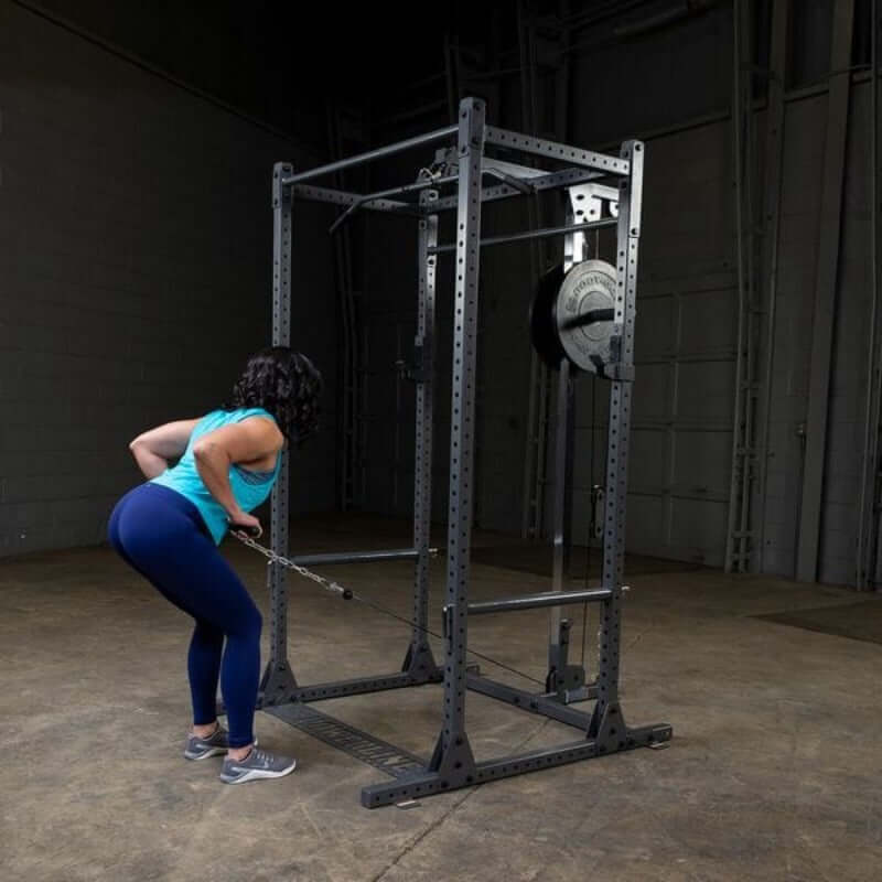 PPR1000  Body Solid Powerline Premium Power Rack Sample Exercise with Plate