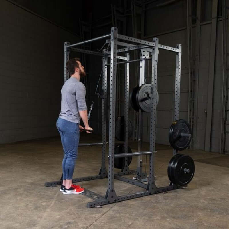 PPR1000  Body Solid Powerline Premium Power Rack Sample Exercise with Plate